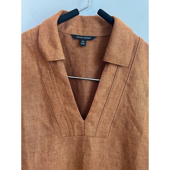 Banana Republic Short Sleeve Utility Linen Maxi Dress Pottery Clay Women's XS - Picture 5 of 9